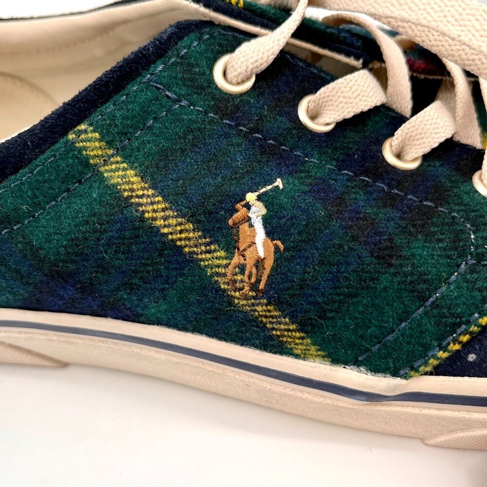 Polo Ralph Lauren Keaton Pony Sneaker Size 11 Chambray Herringbone Shoes - Picture 11 of 14